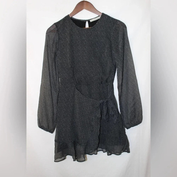 Women’s Abercrombie & Fitch Mini Polka Dot Wrap Summer Sheer Sleeve Dress Small - Picture 4 of 16